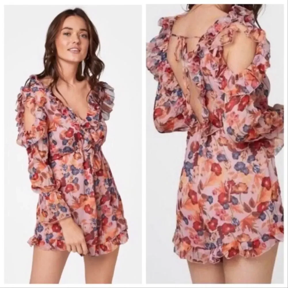 Few Moda Cold-Shoulder Ruffled Romper - Picture 2 of 8